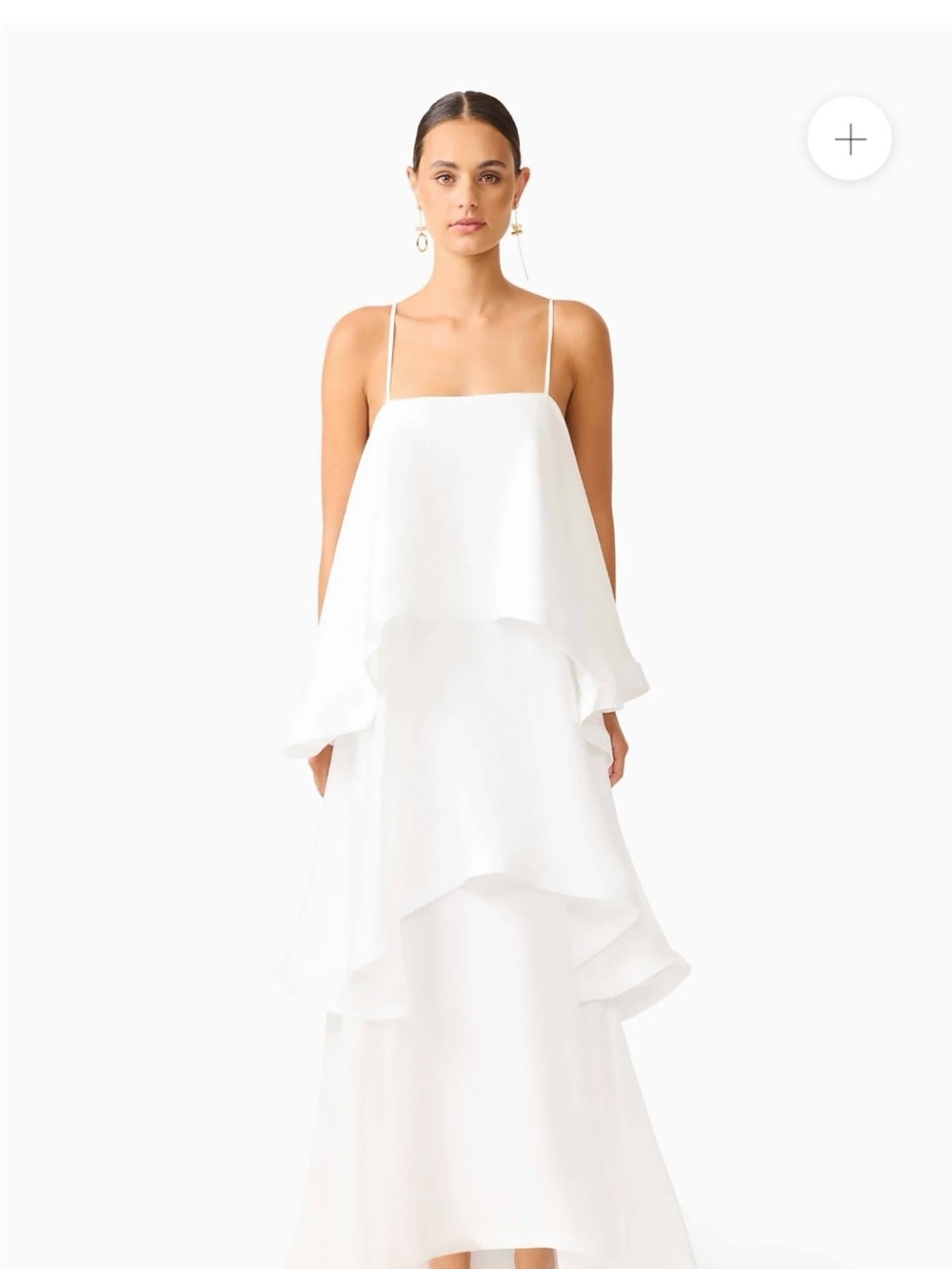 Elliatt Tilly White Tiered Spaghetti-Strap Maxi Dress